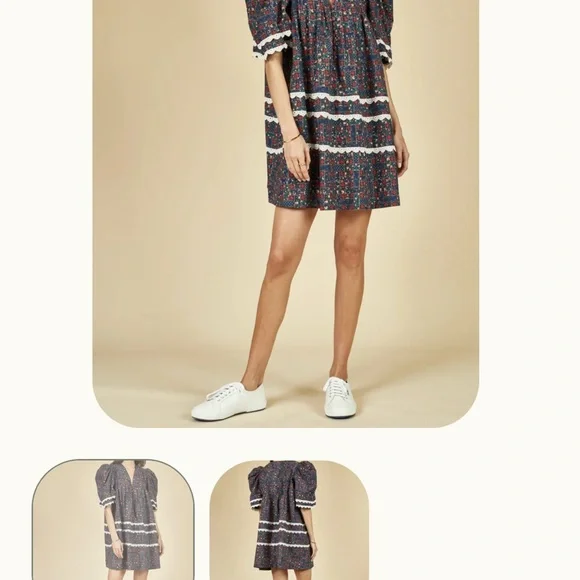 HUNTER BELL Jenkins Dress in Vintage Patchwork - Like New (XS) - Picture 4 of 15